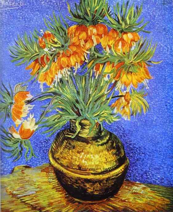 Vincent van Gogh Imperial Crown Fritillaria in a Copper Vase